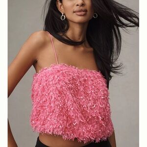 Sunday in Brooklyn Pink Feathered Women's Tank Top NWT